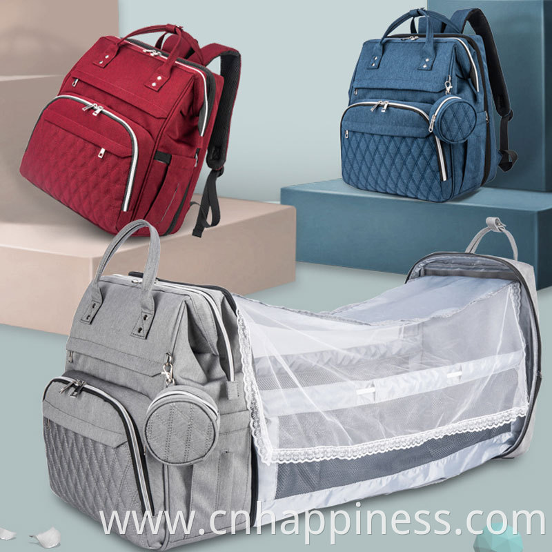 Wholesale Custom USB Charging Mommy Mum Backpack Bags Waterproof Large Folding Insulated Baby Diaper Bags With Changing Station